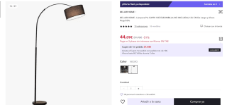 Lámpara de Pie CAPRI Ajustable por 44,09€ (cuenta nueva 32,09€)