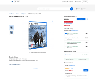 Videojuego God of War Ragnarok para PS5 por solo 37,90€