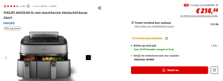 PHILIPS 5000-serie Airfryer met twee manden NA555/00 voor €214,86 bij de MediaMarkt