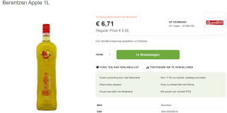Berentzen Apfelkorn 1 liter voor €6,71 bij Ginfling