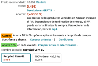 Sanicat Lecho aglomerante para gatos de mazorca maíz reciclada por 5,49€