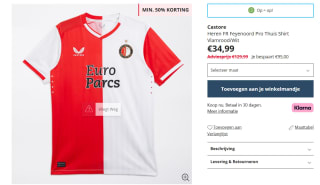 Castore Heren FR Feyenoord Pro Thuis Shirt Vlamrood/​Wit voor €34,99 bij MandM Direct