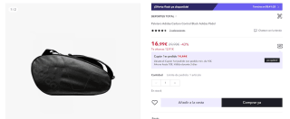 Paletero marca Adidas Carbon Control Black Pádel por 16,99€ (10,19€ nuevos usuarios)