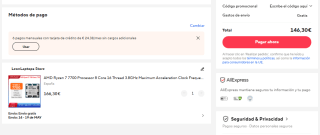 AMD Ryzen 7 7700 Processor 8 Core 16 Thread 3.8GHz por 146,30€