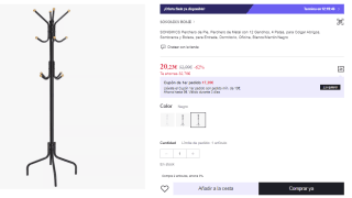 Perchero de Pie de Metal con 12 Ganchos, 4 Patas por 20.23€ (Cuenta Nueva 12.14€)