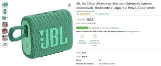 Altavoz JBL Go 3 Eco por $452 en Amazon