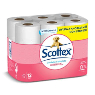 Papel higiénico original 2 capas Scottex bolsa 12 unidades por 2,99€