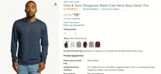 Only & Sons Onsgarson heren Trui voor €10,50 bij Amazon