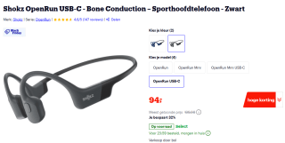 Shokz OpenRun beengeleiding sporthoofdtelefoon voor €94 bij Bol