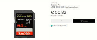 Sandisk Standaard SD Extreme Pro 64GB voor €50,82 bij Dustin Home