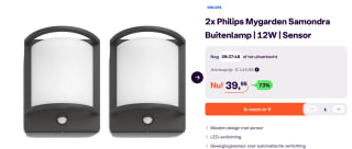 2 stuks Philips Samondra buitenwandlampen met sensor voor €39,95 bij Ibood