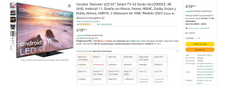 Marca Cecotec Televisor LED 65" Smart TV A2 Series ALU20065Z. 4K por 419,90€