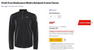Craft Core Endurance Hydro fietsjack voor €29,99 bij Bol