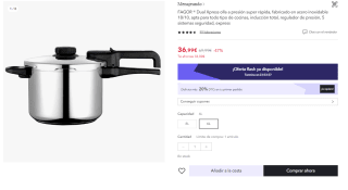 Olla a presión FAGOR DUAL XPRESS Super rápida 6L por 29.59€€