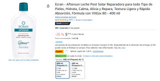 Ecran - Aftersun Leche Post Solar Reparadora para todo Tipo de Pieles 400ml por 4,49€