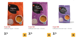 Hema Koffiepads 3 pakken voor 7,50 euro!