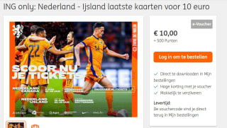 Tickets Nederland-IJsland [10 juni Rotterdam] voor €10 + 500 ING punten