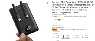 WeeFancy Mini Power Bank 10000mAh 22.5W voor €19,99 bij Amazon