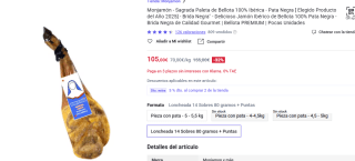 Monjamón Sagrada Paleta de Bellota 100% Ibérica - Pata Negra loncheada + puntas por 105€