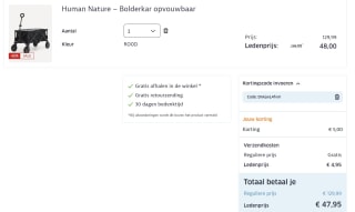Human Nature – Bolderkar opvouwbaar kleur rood voor €47,95 dmv code bij de ANWB