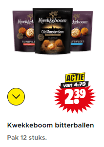 Kwekkeboom bitterballen of ovenkroketten voor €2,39 bij Dirk