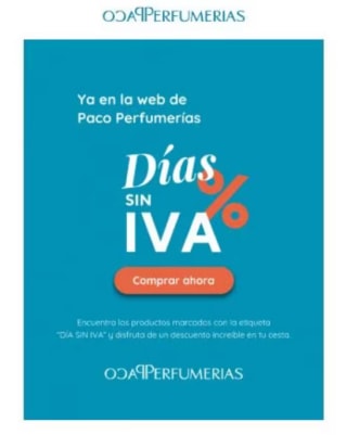 Días sin IVA en Perfumerías Paco