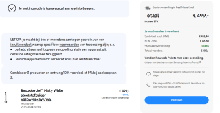Bespoke Jet Misty White steelstofzuiger VS20A95843W/WA met €100 korting bij Samsung