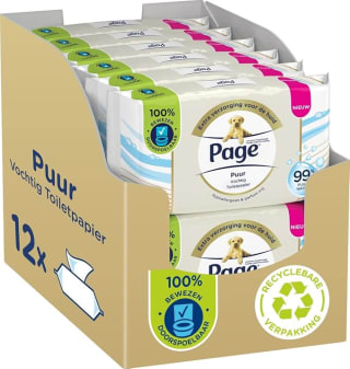 Page Vochtig Toiletpapier Puur 456 Stuks (12 x 38 Stuks) voor €12,40 bij Amazon NL