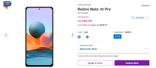 Xiaomi Redmi Note 10 Pro 128GB por $3,299 en Telcel