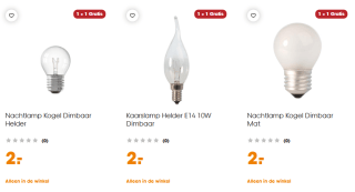 1+1 gratis op bijna alle lichtbronnen bij Kwantum