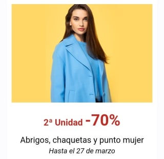 -70% de Descuento en la Segunda Unidad Abrigos, Chaquetas y Punto mujer.