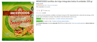 6 Paquetes de Mexifoods Tortilla Integral 100% Mexifoods 320 g por 6.32€