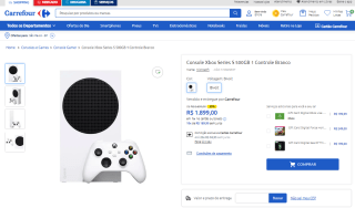 Console da Microsoft, modelo Xbox Series S de 500GB - R$ 1.899