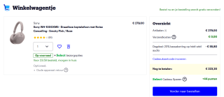 Sony WH-1000XM5 draadloze over-ear hoofdtelefoon Roze voor €223,30 bij Bol