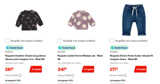 Tot 60% korting en 2+1 gratis op babykleding van Noppies, Dirkje en meer bij Bol