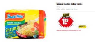 5x Indo Mie Noodles Shrimp voor €1,19 bij Dirk