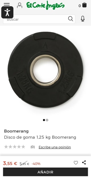 Disco de goma 1,25 kg Boomerang por 3,55€.