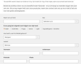 Gratis PLATINUM proefbox voor je hond aanvragen
