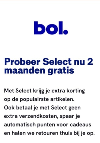 Gratis 2 maanden Bol.com select via de PostNL app