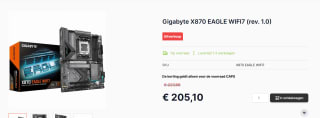 GIGABYTE X870 EAGLE WIFI7 - Moederbord voor €205,10 bij Caps