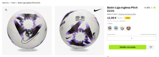 Nike Balón Liga Inglesa Pitch 23/24 por 12,99€