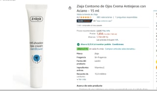 Contorno de ojos Ziaja 15 ml por 1.51€