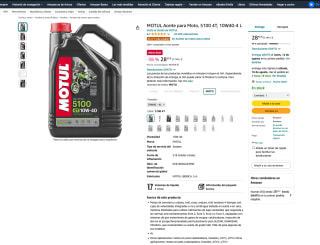 Aceite MOTUL para motocicleta 5100 4T 10W40-4 L por solo 28,55€
