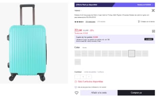 Maleta de Cabina 4 Ruedas de Viaje Semirigida 22.18€ (Cuenta Nueva 13.21€)