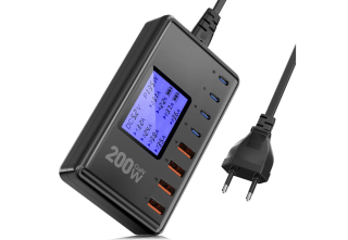 Cargador Múltiple 200W Rápido con 4 PD 30W USB-C y 4 QC 18W USB-A por 29,99€