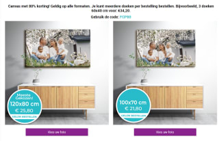 80% korting op foto's op canvas met deze kortingscode bij Fotoproducten.nl