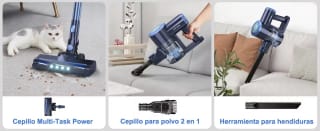 Aspiradora inalámbrica W400, Varita flexible de 180°, palo ligero 6 en 1, potente con 25kPa por 53,49€