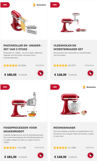 Tot 30% korting op accessoires bij Kitchen Aid
