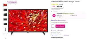 Televisión marca LG 32LQ631C 32" FullHD Smart TV Negro por 195€