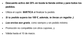 20% Dto en toda la tienda